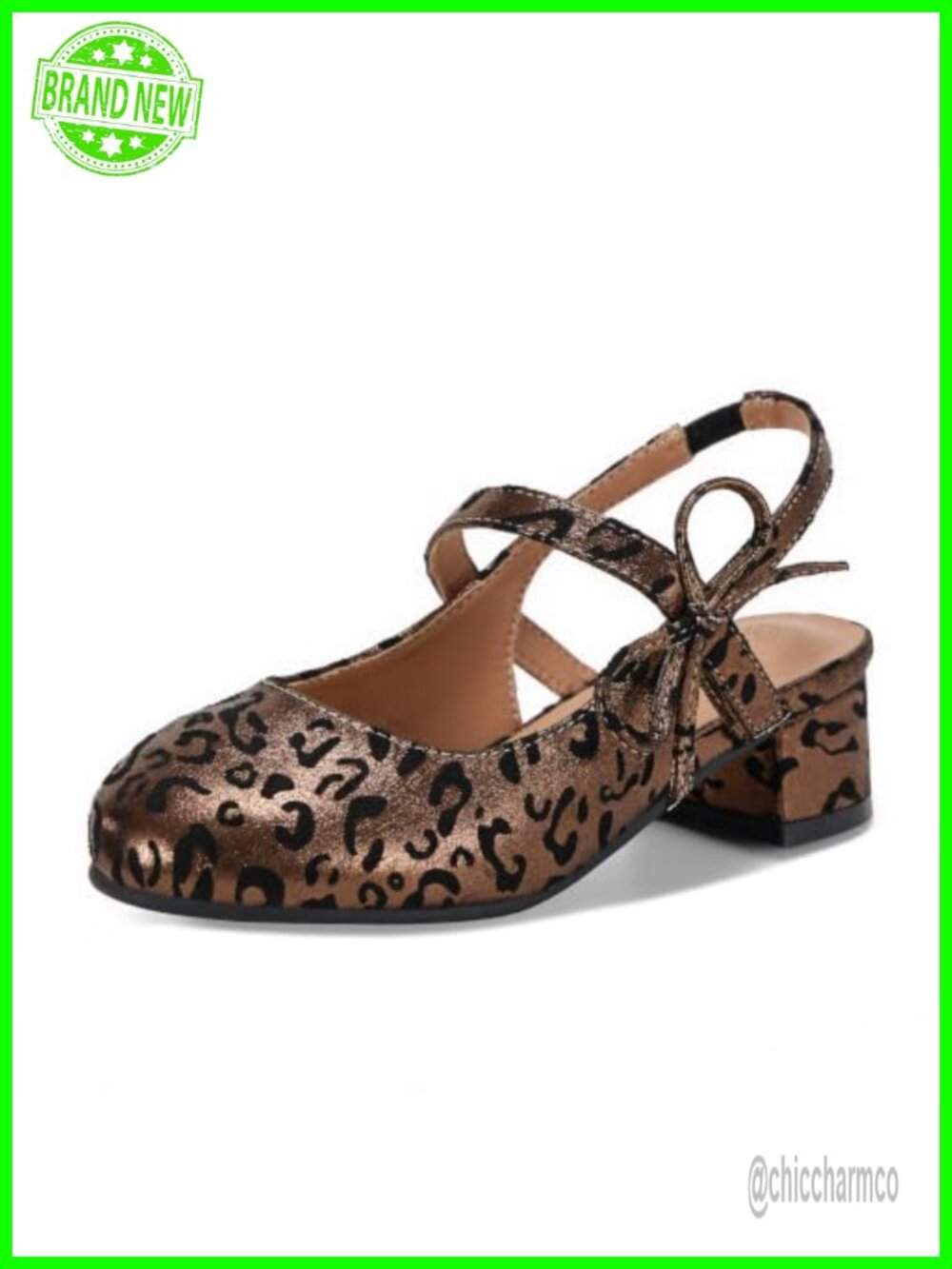 Girls Low Heel Slingback Mary Jane Bow Pumps Faux Leather